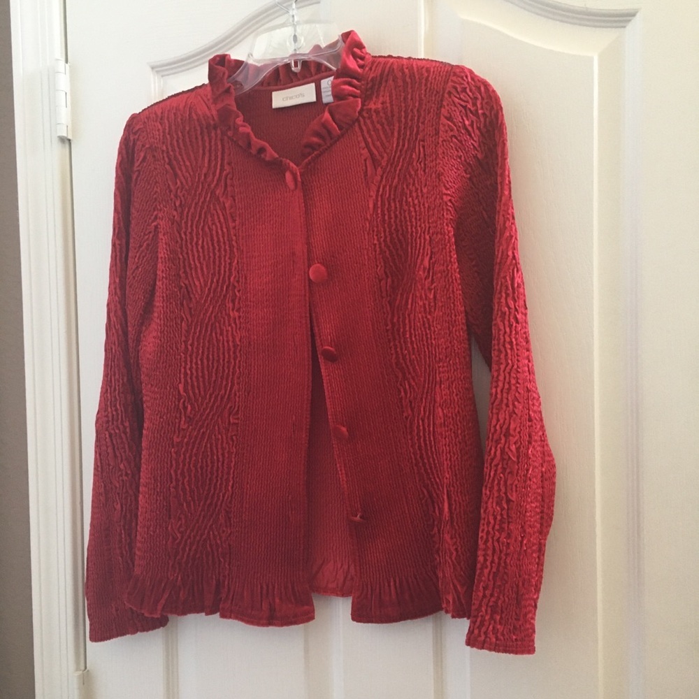 FINAL MARKDOWN Chico’s red velvet blouse 0 small 4